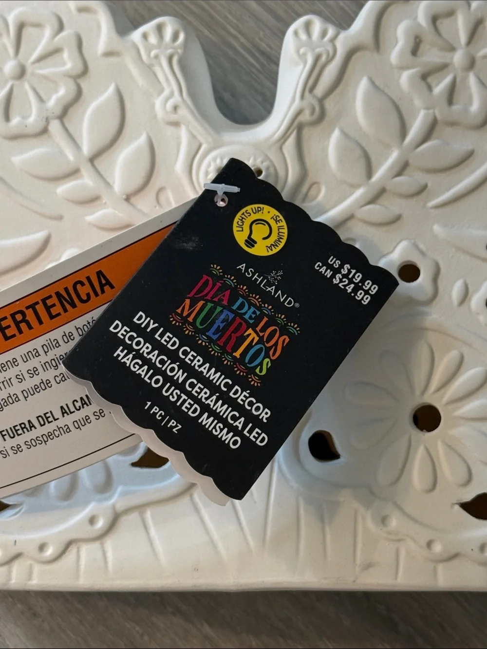 Ashland Day of the Dead Paintable Ceramic Butterfly with LED Light Inside NWT